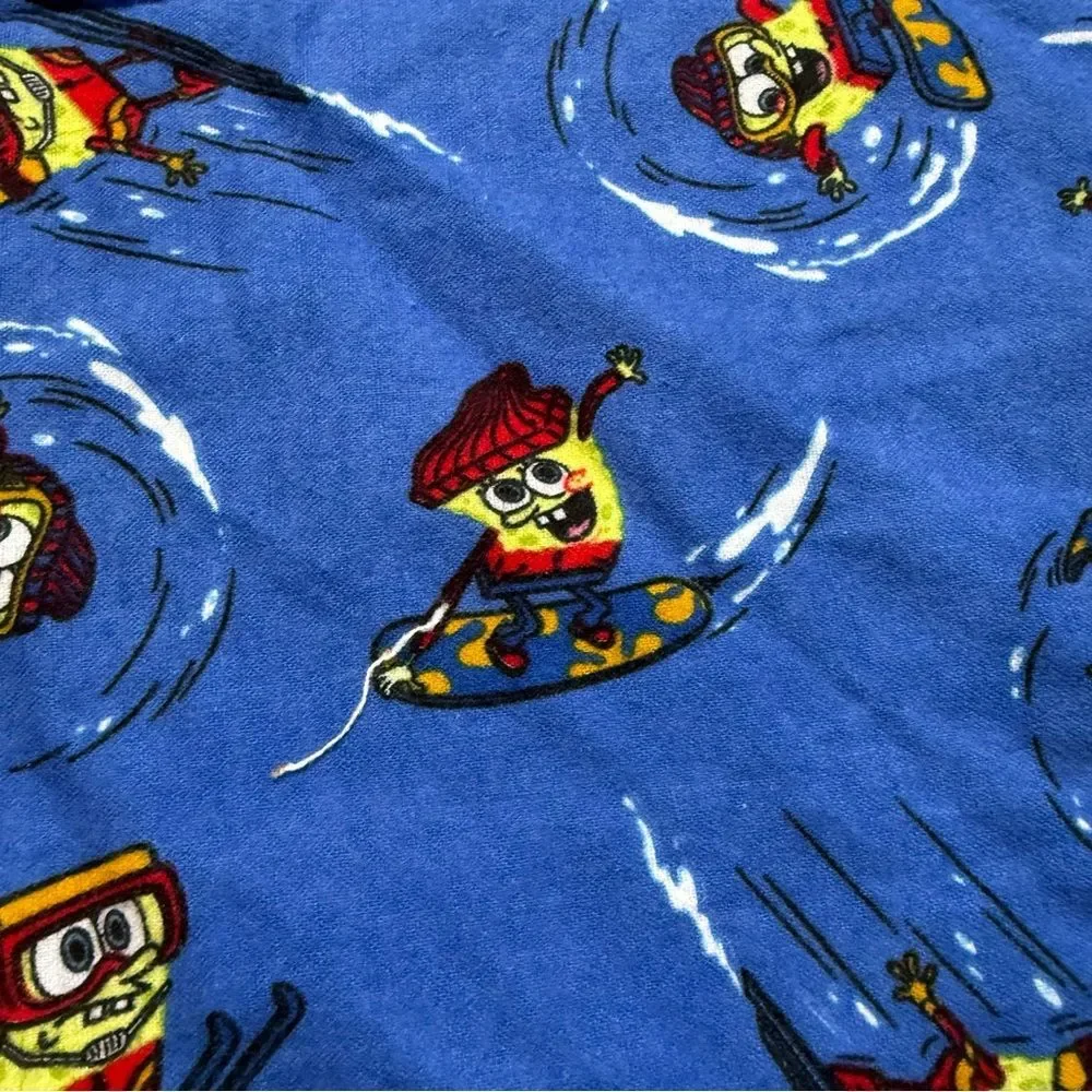 Vintage 2004 SpongeBob SquarePants Ski Snowboard Flannel Fabric Pieces Adorable